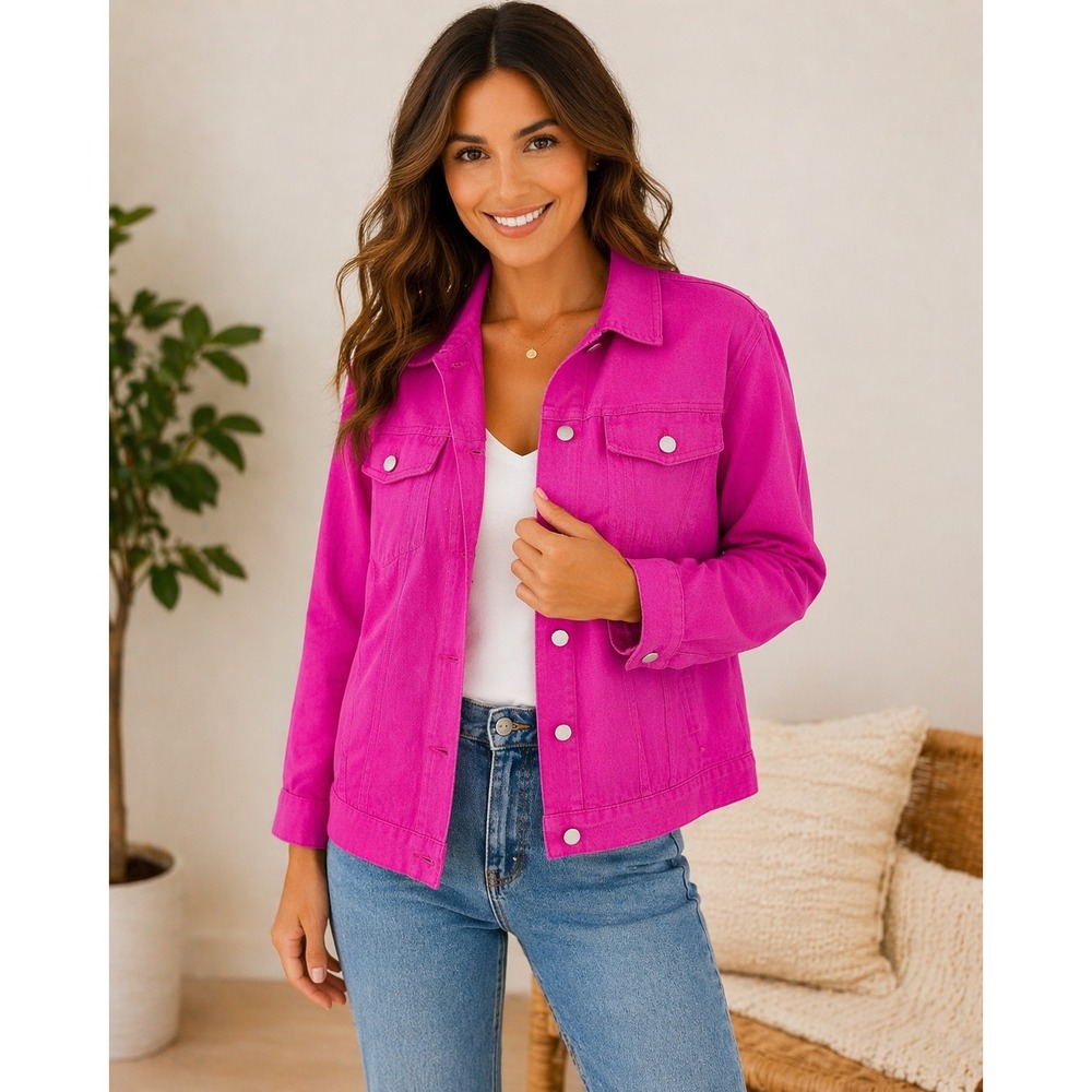 J.McLaughlin Willow Fuchsia Pink Linen Utility Jacket Womens Large NWOT